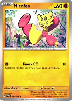 Pokemon Stellar Crown Mienfoo Regular Common Card - Image 1