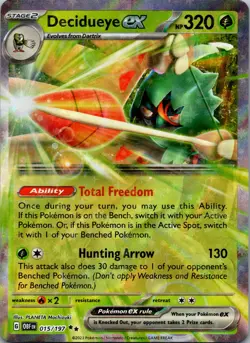 Decidueye ex 015/197 Double Rare SV03: Obsidian Flames NM Pokemon - Image 1