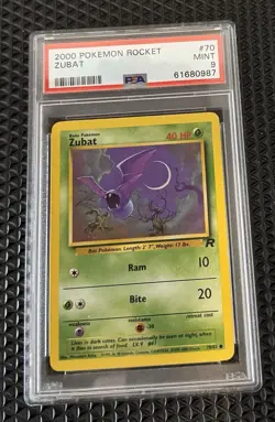 2000 Pokemon Team Rocket Zubat #70/82 PSA 9 Mint Condition! - Image 1