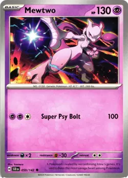 Pokemon Stellar Crown Mewtwo Regular Uncommon Card - Image 1