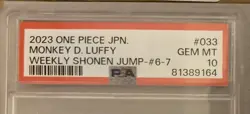 2023 ONE PIECE card JAPANESE P-033 MONKEY D. LUFFY WEEKLY SHONEN JUMP PSA 10 Gem - Image 5