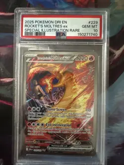 Pokemon TCG Team Rockets Moltres EX Destined Rivals Card 229/182 Gem MT PSA 10 - Image 1