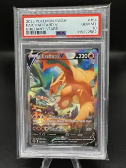 2022 POKEMON SWORD & SHIELD BRILLIANT STARS #154 FULL ART/CHARIZARD V PSA 10 - Image 1