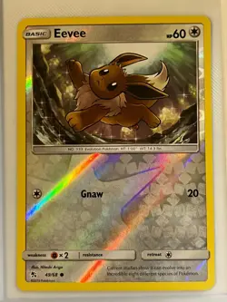 Eevee 49/68 Common Hidden Fates Pokemon Reverse Holo Near Mint - Image 1