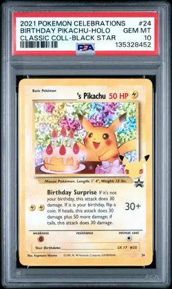 2021 POKEMON CELEBRATIONS CLASSIC COLL #24 BIRTHDAY PIKACHU-HOLO PSA 10 - Image 1