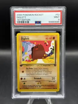 2000 Pokemon Rocket 1st Edition #52 Diglett PSA 9 Mint - Image 1