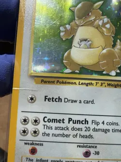 Pokemon TCG Jungle Holo Card Kangaskhan, 5/64, Unlimited Rare, Vintage 1999 HP - Image 2
