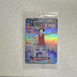 Bandai Namco Monkey.D.Luffy US Voyage Full Art Holo One Piece CCG Card - Image 1