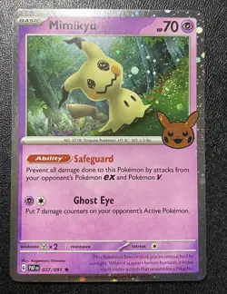 Mimikyu 037/091 Trick or Trade Cosmo Holo 2024 Pokemon TCG -with Swirl -Mint #2 - Image 2