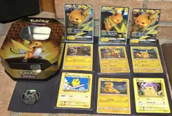 Pokemon 15 Lot Pikachu Raichu Hidden Fates Raichu GX Tin McDonald's Pikachu - Image 1