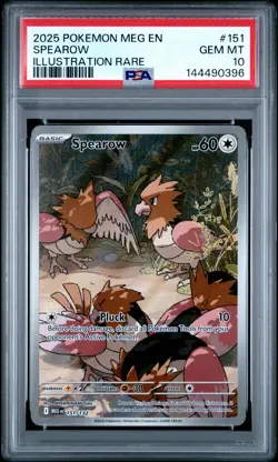 2025 POKEMON MEG EN-MEGA EVOLUTION ILLUSTRATION RARE #151 SPEAROW PSA 10 - Image 1