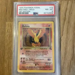 Pokemon Cards - PSA 8 1st Edition Moltres 12/62 - Fossil Set Holo - NM-MT - PSA8 - Image 1