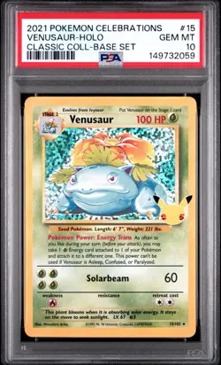 2021 POKEMON CELEBRATIONS CLASSIC COLL #15 VENUSAUR-HOLO PSA 10 - Image 1