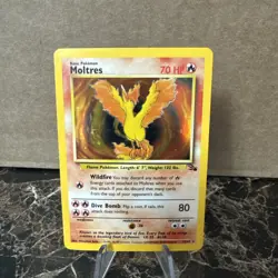 Pokemon TCG Moltres Holo Rare Card 12/62 Unlimited Fossil Set 1999 LP - Image 1