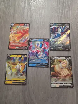 Pokemon - 5 V Card Lot Near Mint Slaking, Milotic, Ampharos, Samurott, Blaziken - Image 1