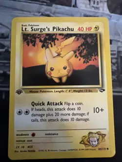 Pokemon TCG Lt. Surge's Pikachu 84/132 Gym Challenge - Image 1