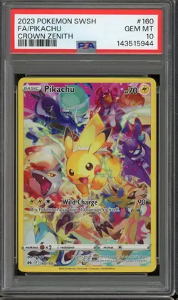 2023 POKEMON SWSH #160 FULL ART PIKACHU GEM MT PSA 10 CROWN ZENITH - Image 1