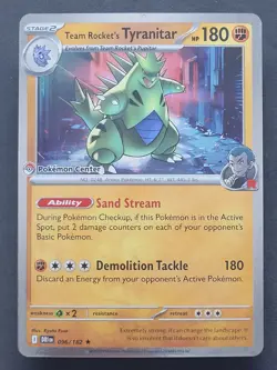 DMG Team Rocket's Tyranitar Pokemon Center Stamp 096/182 Destined Rivals Pokemon - Image 1