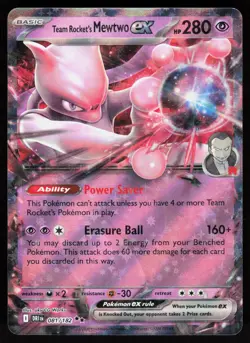 Team Rocket's Mewtwo ex 081/182 Double Rare Destined Rivals Pokemon Holo NM - Image 1
