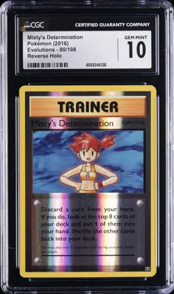 2016 POKEMON EVOLUTIONS REVERSE HOLO MISTY'S DETERMINATION CGC 10 GEM MINT - Image 1