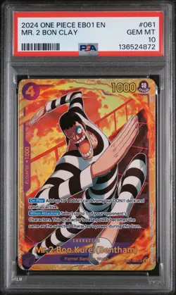 2024 One Piece English Mr. 2 Bon Clay EB01-061 Extra Booster Secret Rare PSA 10 - Image 1
