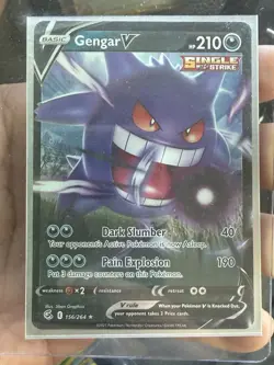 Pokemon TCG 2021 Fusion Strike Gengar v Card 156/264 NM Condition - Image 1