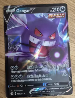 Pokemon Gengar V Ultra Rare SWSH08: Fusion Strike 156/264 NM - Image 1