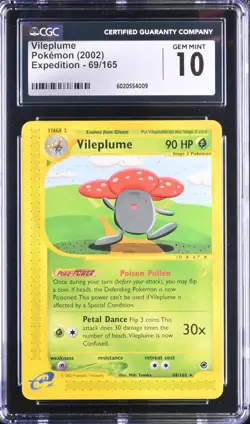 CGC 10 GEM MINT Pokemon Vileplume 69/165 Expedition Non-Holo 2002 E-Reader - Image 1