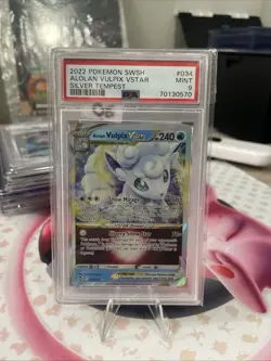 Pokemon Silver Tempest Alolan Vulpix Vstar #034 PSA 9 - Image 1