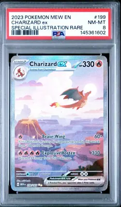 2023 POKEMON MEW EN-151 SPECIAL ILLUSTRATION RARE #199 CHARIZARD EX PSA 8 - Image 1