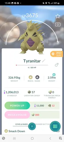 Pokemon Go Shiny Tyranitar ( High CP ) - Image 1