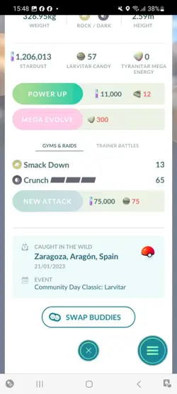 Pokemon Go Shiny Tyranitar ( High CP ) - Image 2