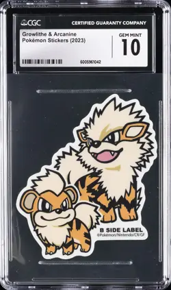 2023 POKEMON STICKERS GROWLITHE & ARCANINE CGC 10 GEM MINT - Image 1