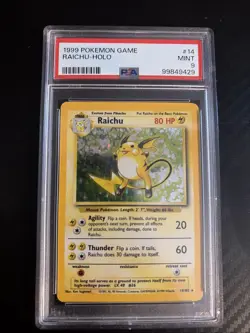Pokemon PSA 9 Mint Raichu Holo 14/102 Unlimited Base Set - Image 1