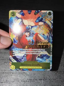 Carte One Piece Monkey.D.Luffy P-036 Promo PRE-RELEASE WINNER Alt English Card - Image 4