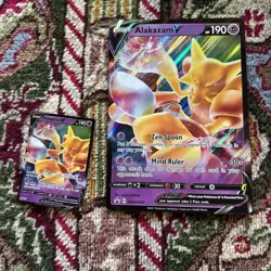 Pokemon cards jumbo Alakazam V and Regular Alakazam V - Image 1