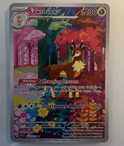 Pokemon 2024 Sawsbuck 166/162 Temporal Forces Illustration Rare - Image 1