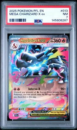 2025 POKEMON PFL EN-PHANTASMAL FLAMES #013 MEGA CHARIZARD X EX PSA 7 - Image 1