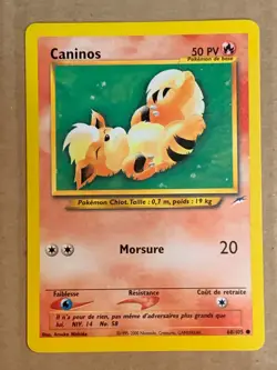 Pokemon Card French Neo Destiny Growlithe 68/105. Caninos Vintage - Image 1