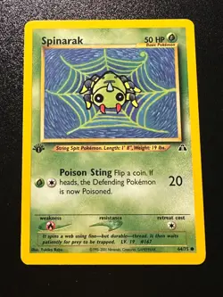 Pokemon Card 1st Edition Neo Discovery Spinarak 64/75. Vintage - Image 1