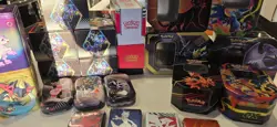 Pokemon Tin & ETB Lot Sleeves Charizard Zekrom Pikachu Team Rocket & More Empty - Image 1