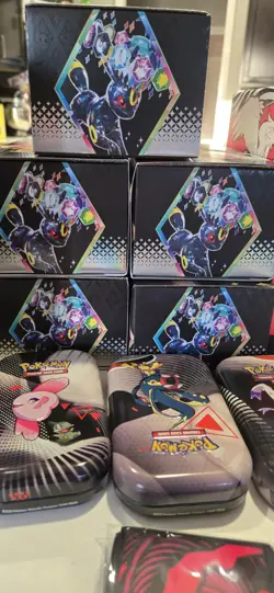 Pokemon Tin & ETB Lot Sleeves Charizard Zekrom Pikachu Team Rocket & More Empty - Image 3