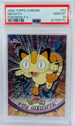 Pokemon Topps Chrome MEOWTH Pokemon T.V. #52 PSA 10 💎 GEM MINT - Image 1