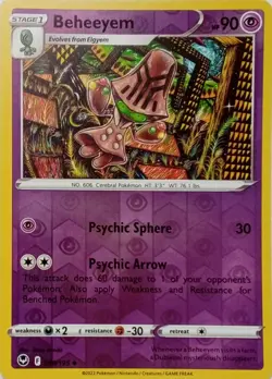 080/195 BEHEEYEM REVERSE HOLO SILVER TEMPEST POKEMON CARD - Image 1