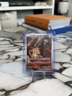 Pokemon TCG Team Rocket's Meowth 203/182 Sv10: Destined Rivals IR NM - Image 1