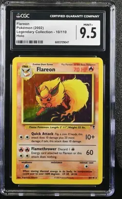CGC 9.5 MINT+ Flareon 10/110 Holo 2002 Pokemon Legendary Collection Pop 6 - Image 1