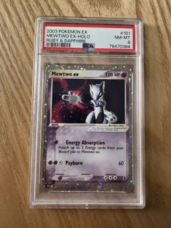 MEWTWO EX 101/109 2003 POKEMON EX RUBY & SAPPHIRE HOLO PSA 8 - Image 1
