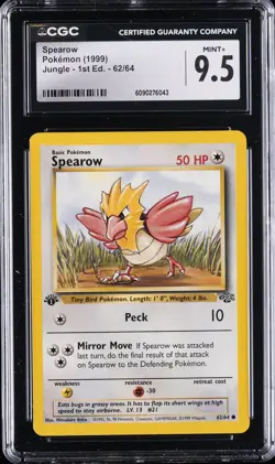 1999 POKEMON JUNGLE 1ST ED #62/64 SPEAROW CGC 9.5 - Image 1