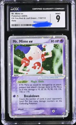 Swirled 2004 Pokemon Ex Fire Red & Leaf Green Set Mr. Mime Ex 110/112 Holo CGC 9 - Image 1