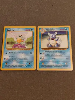 Squirtle 63/102 & Wartortle 42/102 Base Set Unlimited Pokemon TCG - Image 1